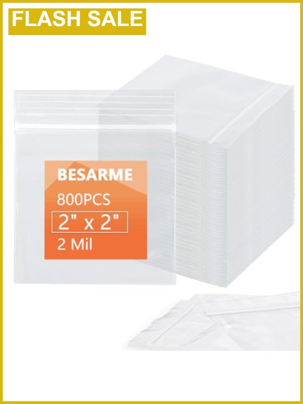 2x2 Inch Clear Resealable 800 Pack Small Plastic Bags for Jewelry Organizing